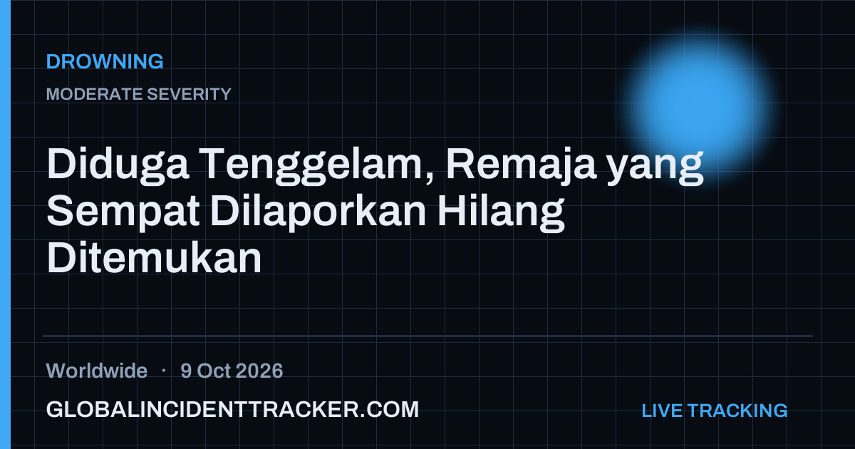 Drowning incident in worldwide on 9 October 2026 — Global Incident Tracker report card