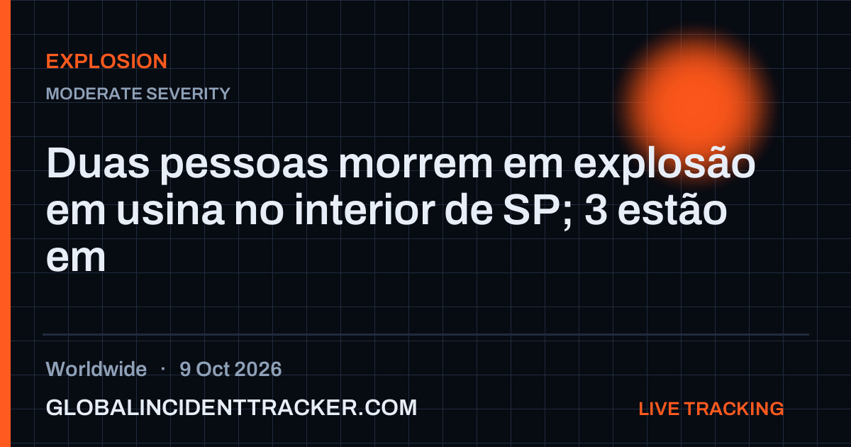 Explosion incident in worldwide on 9 October 2026 — Global Incident Tracker report card