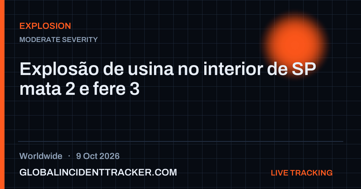 Explosion incident in worldwide on 9 October 2026 — Global Incident Tracker report card