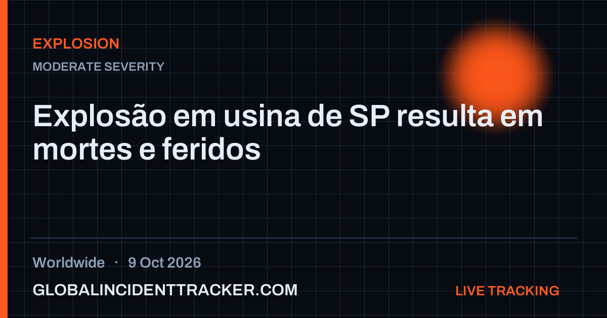 Explosion incident in worldwide on 9 October 2026 — Global Incident Tracker report card