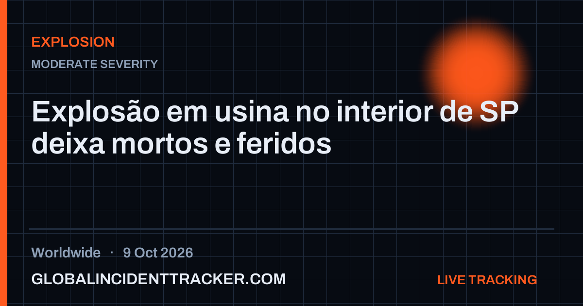 Explosion incident in worldwide on 9 October 2026 — Global Incident Tracker report card