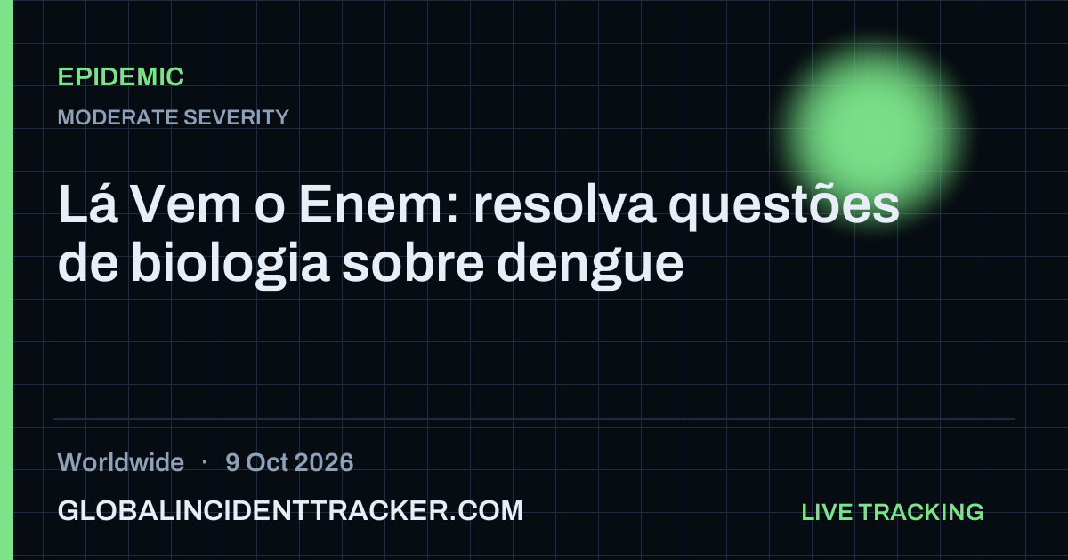 Epidemic incident in worldwide on 9 October 2026 — Global Incident Tracker report card
