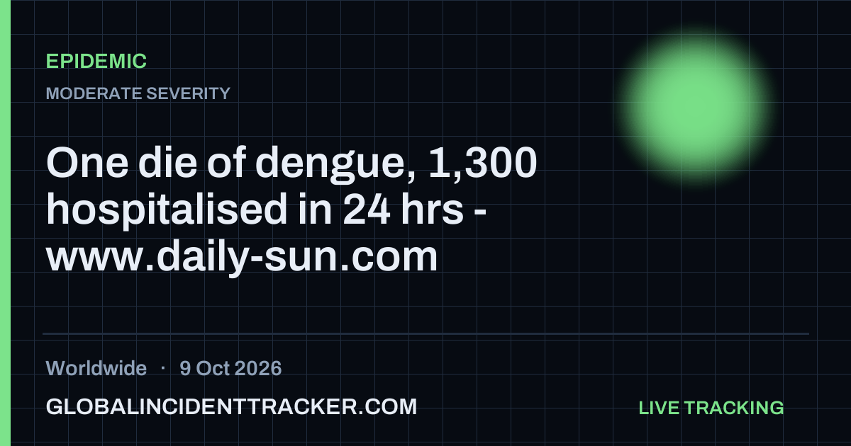 Epidemic incident in worldwide on 9 October 2026 — Global Incident Tracker report card
