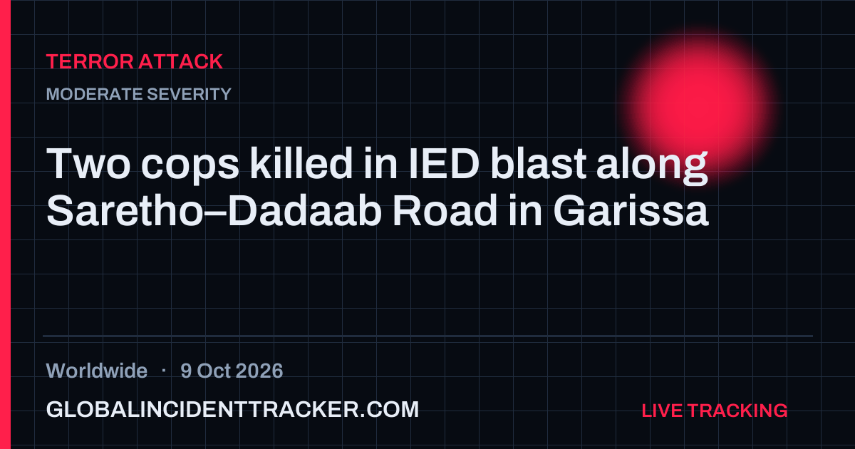 Terror Attack incident in worldwide on 9 October 2026 — Global Incident Tracker report card