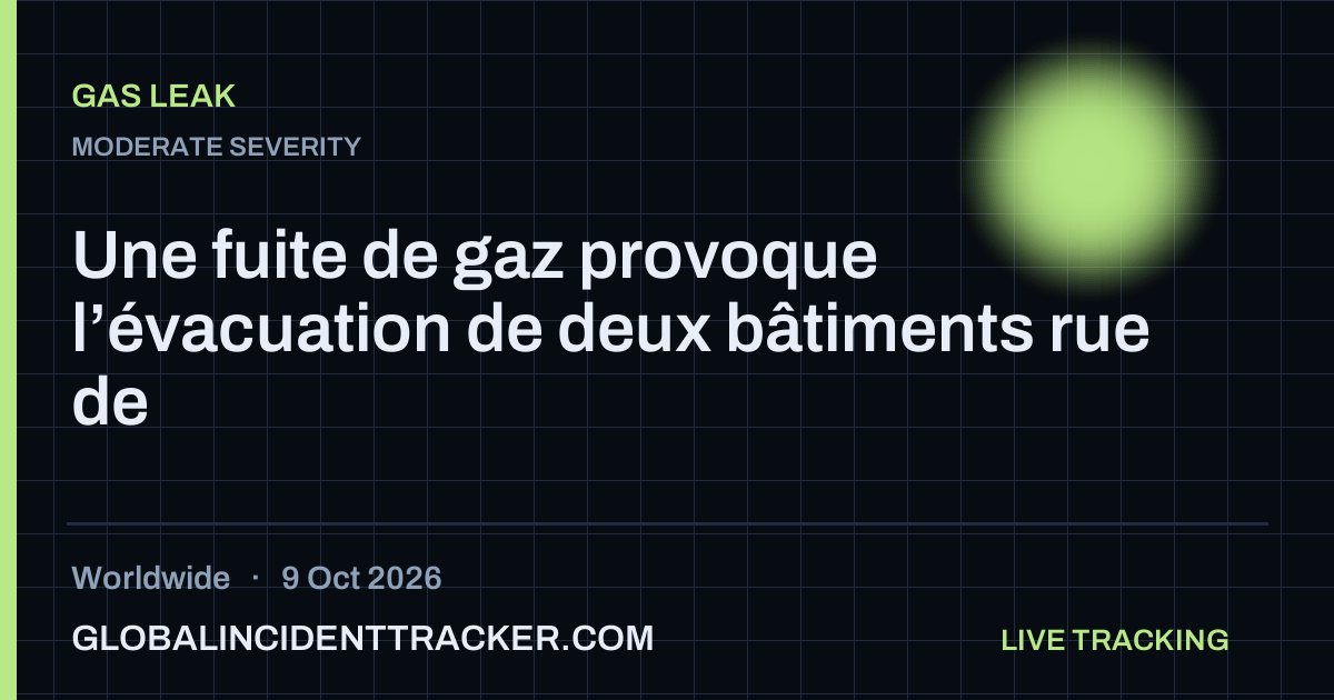 Gas Leak incident in worldwide on 9 October 2026 — Global Incident Tracker report card