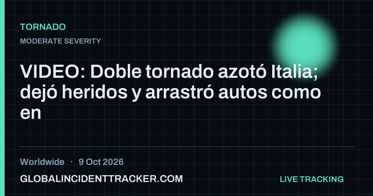 Tornado incident in worldwide on 9 October 2026 — Global Incident Tracker report card