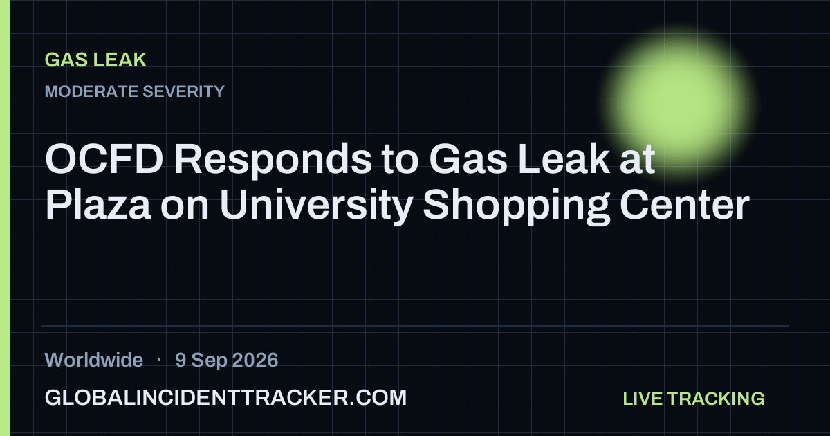 Gas Leak incident in worldwide on 9 September 2026 — Global Incident Tracker report card