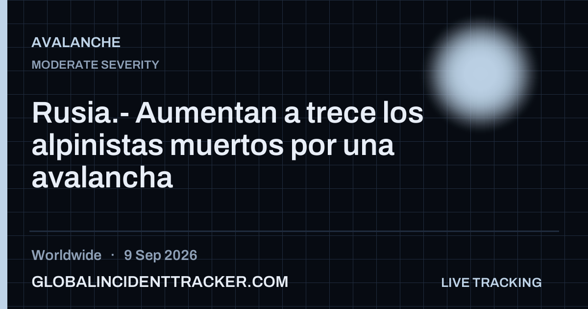 Avalanche incident in worldwide on 9 September 2026 — Global Incident Tracker report card