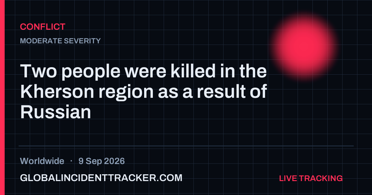 Conflict incident in worldwide on 9 September 2026 — Global Incident Tracker report card