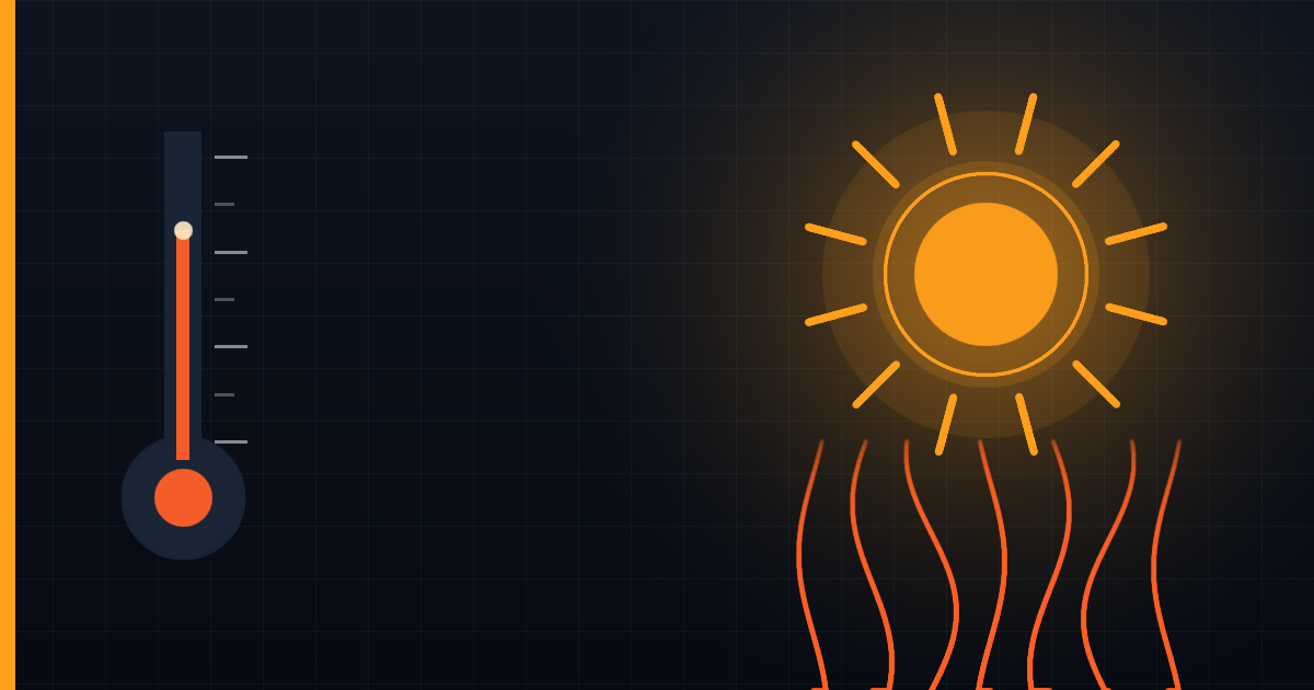 Thermometer and sun with rising heat waves
