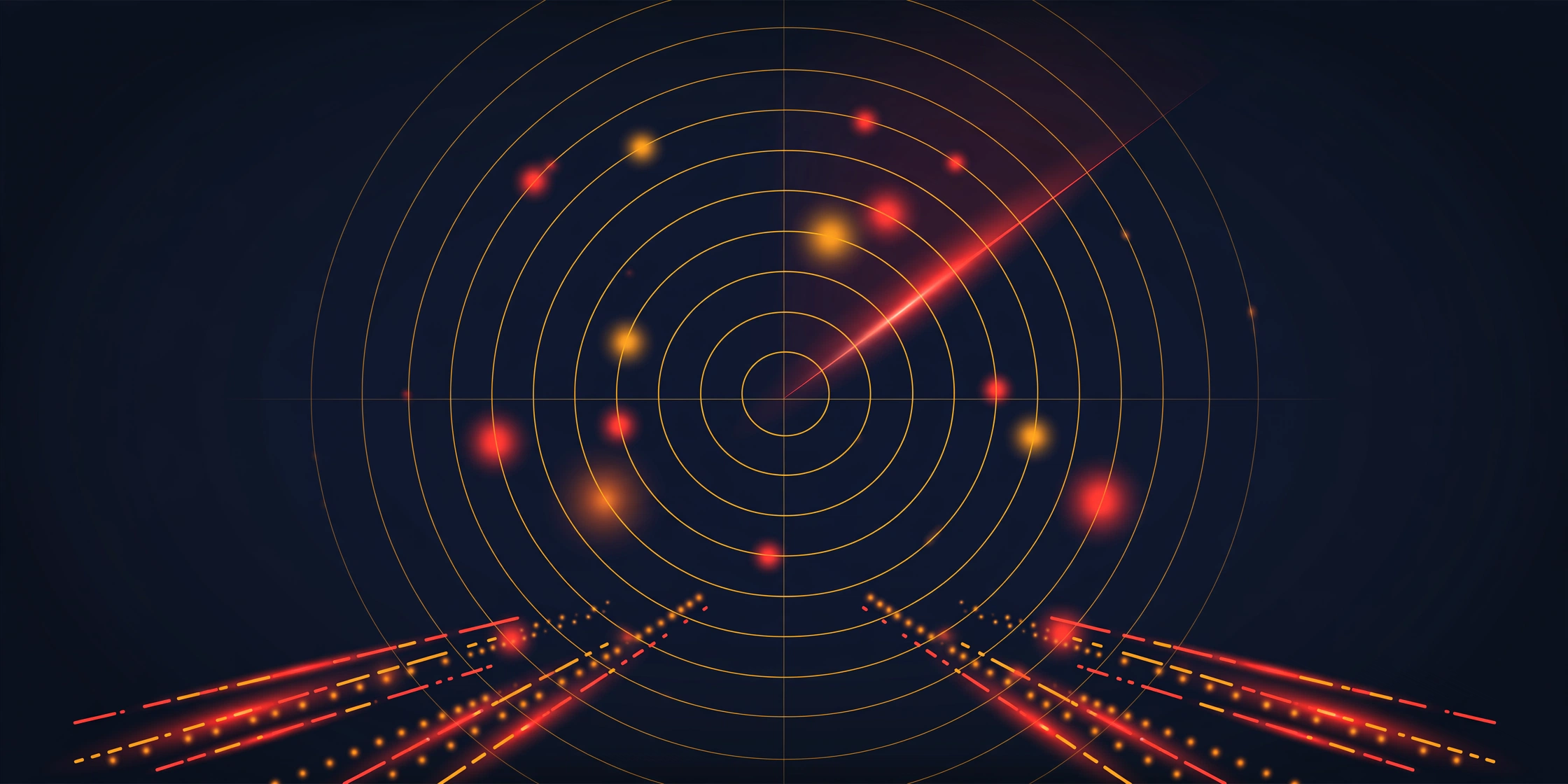 Abstract radar-scope illustration representing airport airspace monitoring